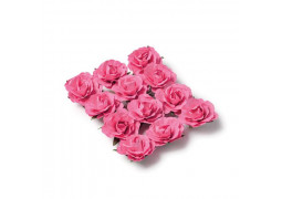 Rose en papier fuschia 3,5cm x12
