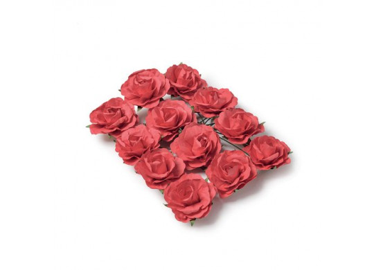 Rose en papier rouge 3,5cm x12