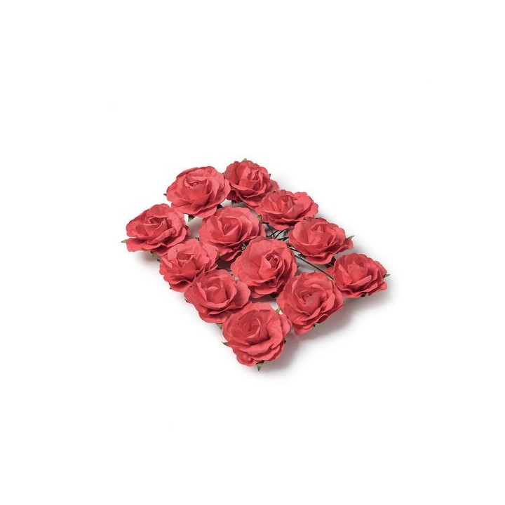 Rose en papier rouge 3,5cm x12