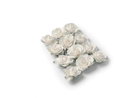 Rose en papier blanc 3,5cm x12