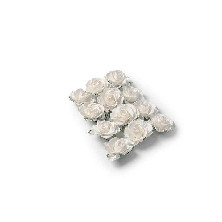 Rose en papier blanc 3,5cm x12