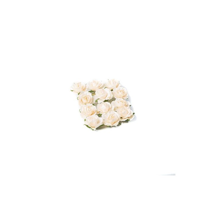 Rose en papier ivoire 3,5cm x12