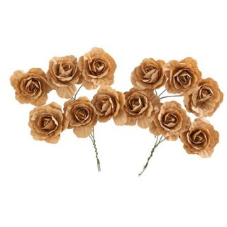 Rose en papier kraft 3,5cm x12