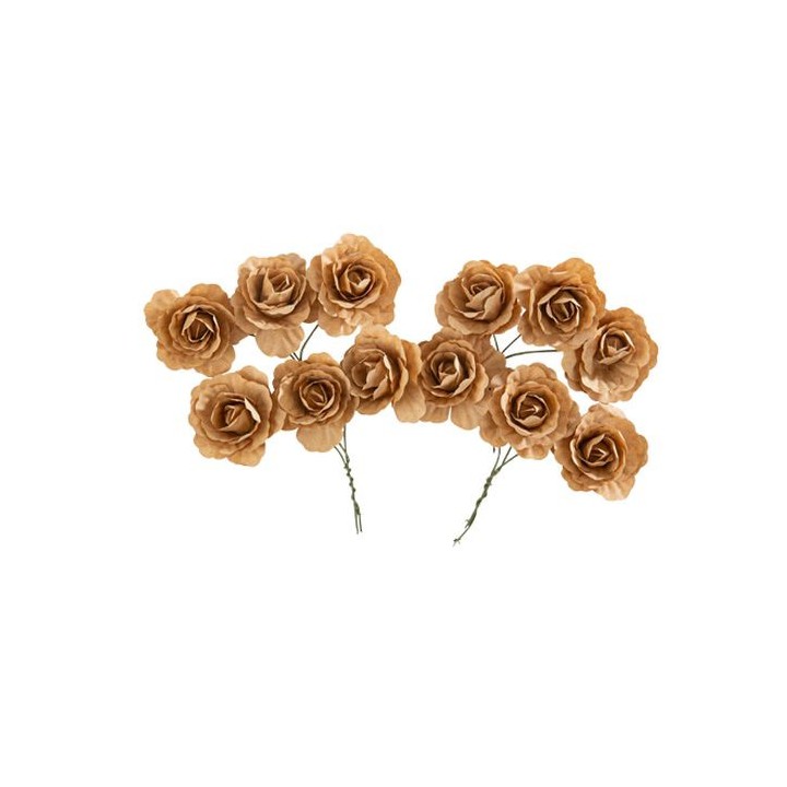 Rose en papier kraft 3,5cm x12