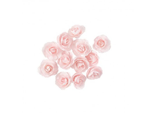 Rose en papier adhésive rose 3,5cm x12