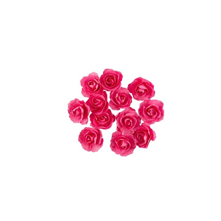 Rose en papier adhésive fuschia 3,5cm x12