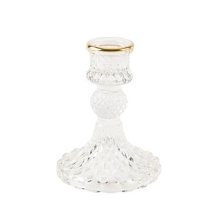 Bougeoir Garance transparent liseré or 10,5cm