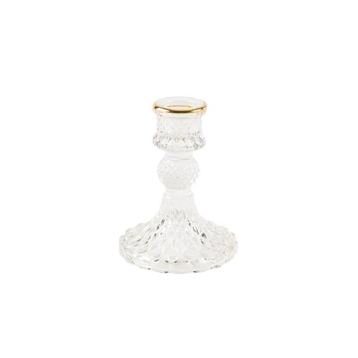 Bougeoir Garance transparent liseré or 10,5cm