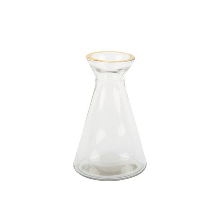 Vase Gaspard transparent liseré or 11cm