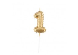 Bougie ballon mylar or chiffre 1