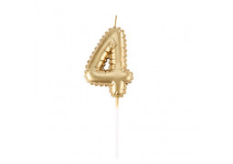 Bougie ballon mylar or chiffre 4