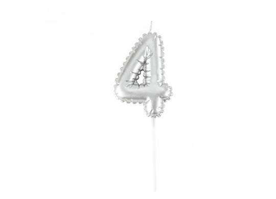 Bougie ballon mylar argent chiffre 4