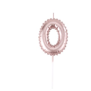 Bougie ballon mylar rose gold chiffre 0