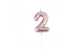 Bougie ballon mylar rose gold chiffre 2