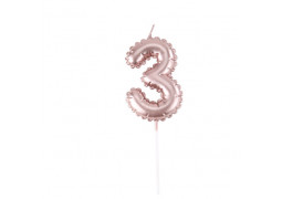 Bougie ballon mylar rose gold chiffre 3