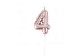 Bougie ballon mylar rose gold chiffre 4