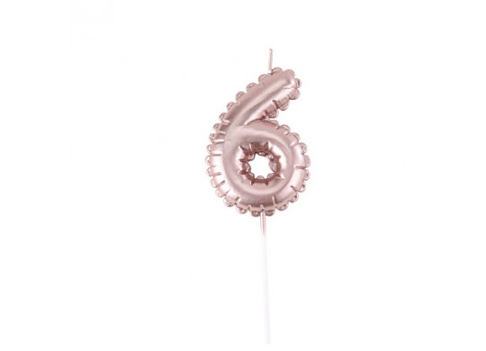 Bougie ballon mylar rose gold chiffre 6