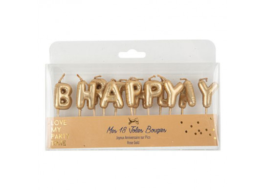 Bougie Joyeux anniversaire ballon mylar or