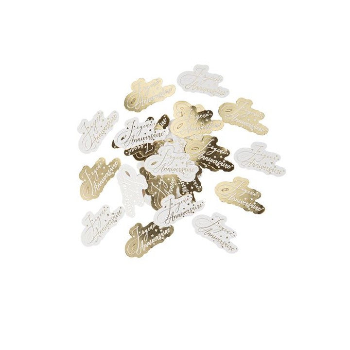 Confettis de table Joyeux anniversaire or