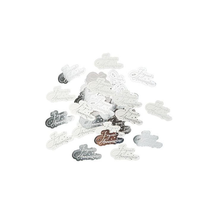 Confettis de table Joyeux anniversaire argent