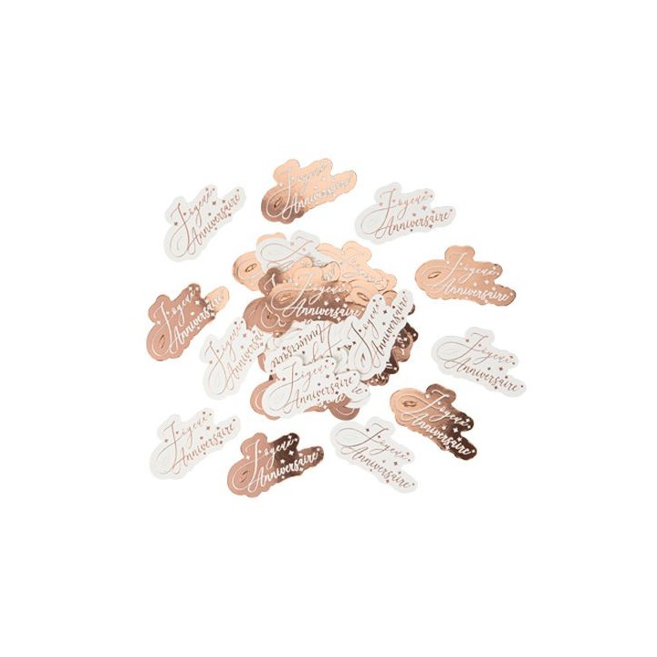 Confettis de table Joyeux anniversaire rose gold