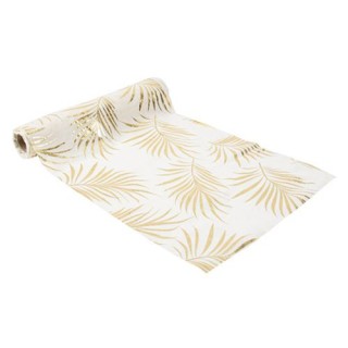 Chemin de table mousseline blanc tropicool or
