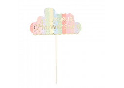 Cake topper Joyeux anniversaire pastel Mahault