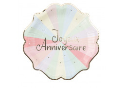 8 Assiettes Joyeux anniversaire pastel Mahault