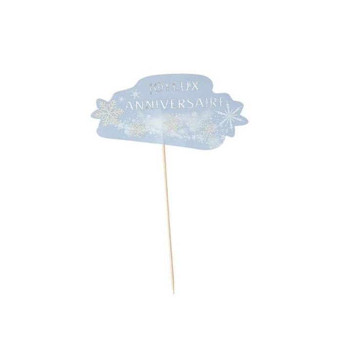 Cake topper Joyeux anniversaire flocon