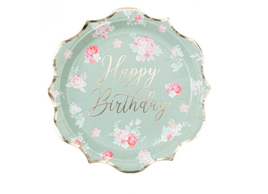 8 Assiettes Happy birthday spring