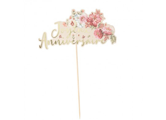 Cake topper Joyeux anniversaire liberty vintage