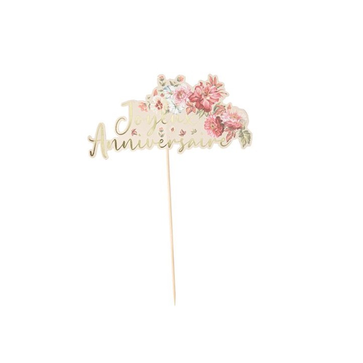 Cake topper Joyeux anniversaire liberty vintage