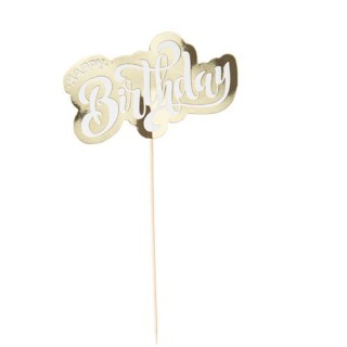 Cake topper Happy birthday gold