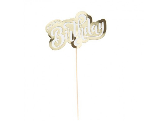 Cake topper Happy birthday gold