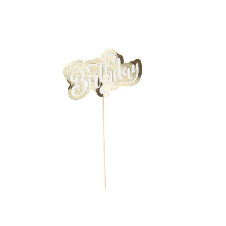 Cake topper Happy birthday gold