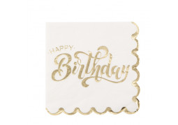 16 Serviettes Happy birthday gold