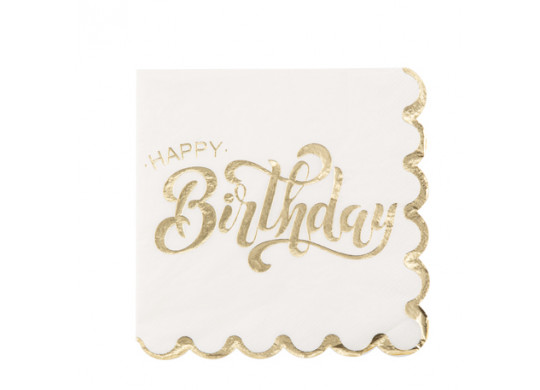 16 Serviettes Happy birthday gold