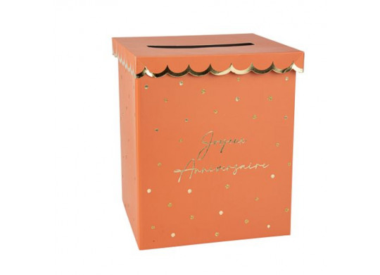 Urne Joyeux anniversaire jolis pois terracotta