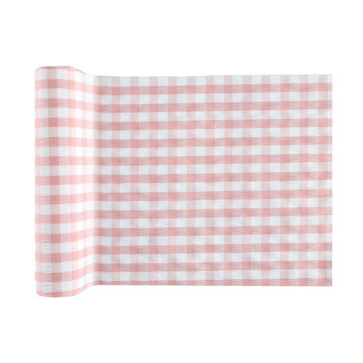 Chemin de table vichy rose