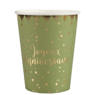 10 gobelets anniversaire olive