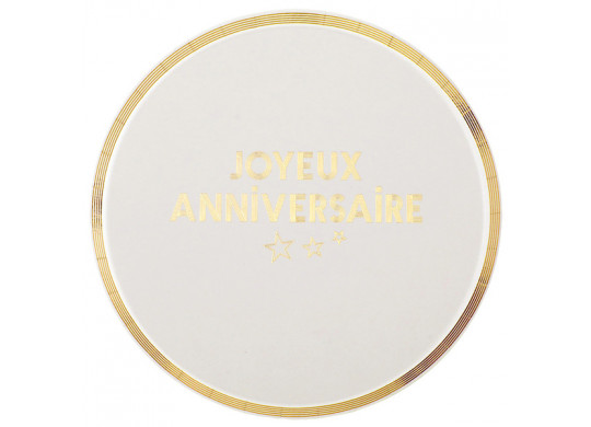 10 assiettes anniversaire star d'un jour blanc/or