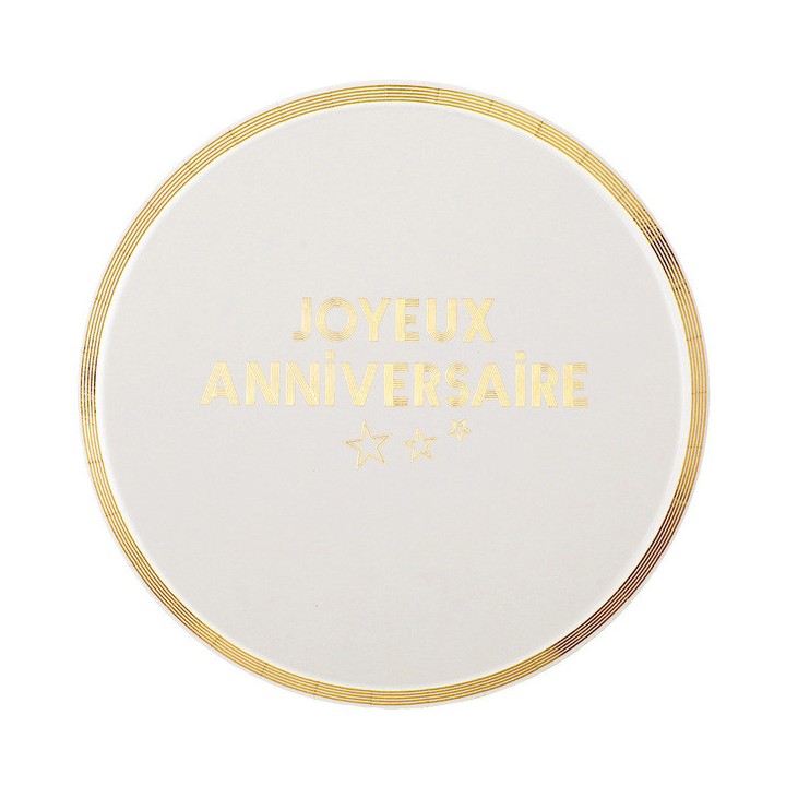 10 assiettes anniversaire star d'un jour blanc/or