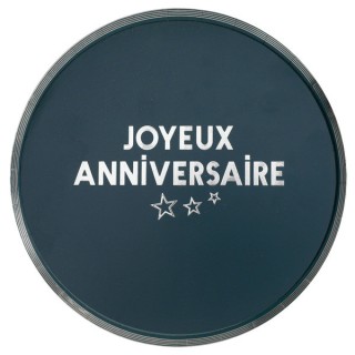 10 assiettes anniversaire star d'un jour bleu canard/argent