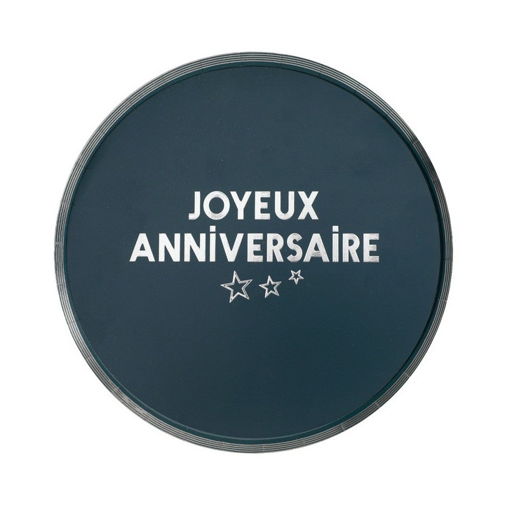10 assiettes anniversaire star d'un jour bleu canard/argent