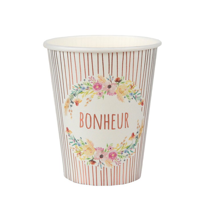 10 Gobelets mariage fleuri