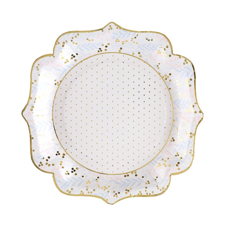 10 Assiettes Baptême fleuri