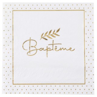 20 Serviettes Baptême fleuri