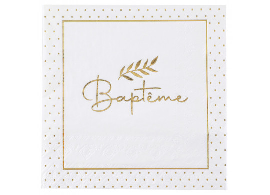 20 Serviettes Baptême fleuri