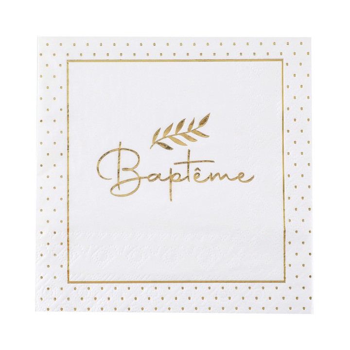 20 Serviettes Baptême fleuri