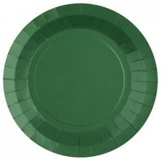 Assiette ronde carton vert foncé 23cm